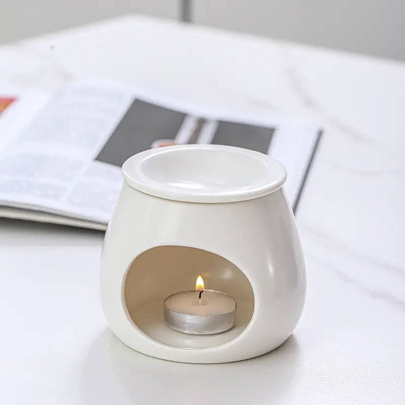 Modern White Wax Burner with removable dish