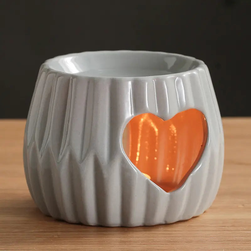 Grey with Heart Cut Out Wax Burner