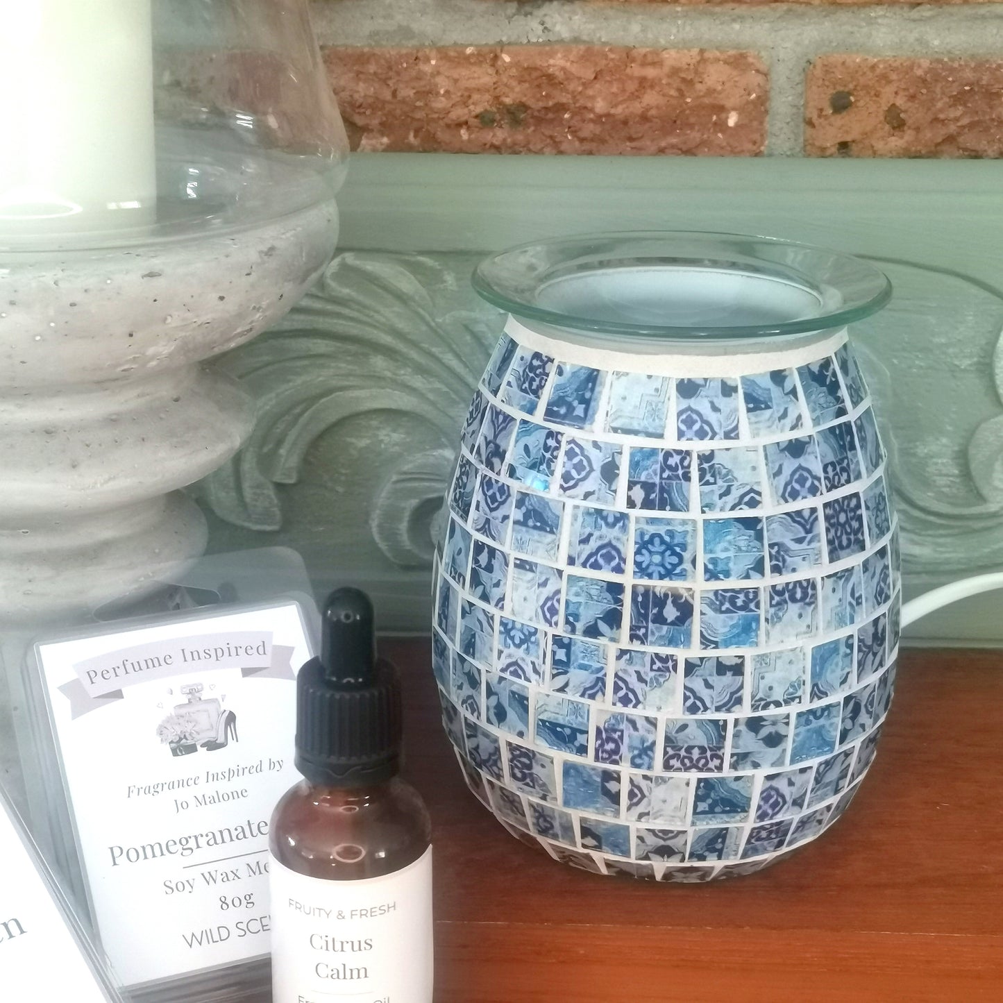 White & Blue Ceramic Mosaic Electric Burner