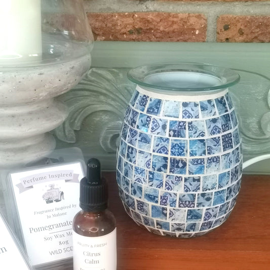 White & Blue Ceramic Mosaic Electric Burner
