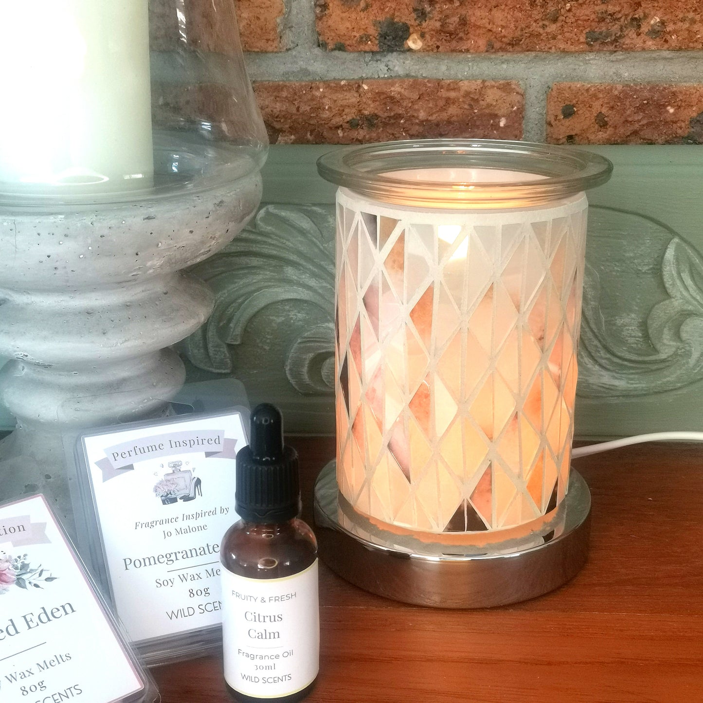 Earthy Mosaic Glass Electric Burner - Touch Sensor